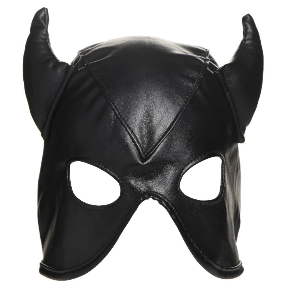 Dungeon Demon Bondage Hood With Horns - Black MS-AH058