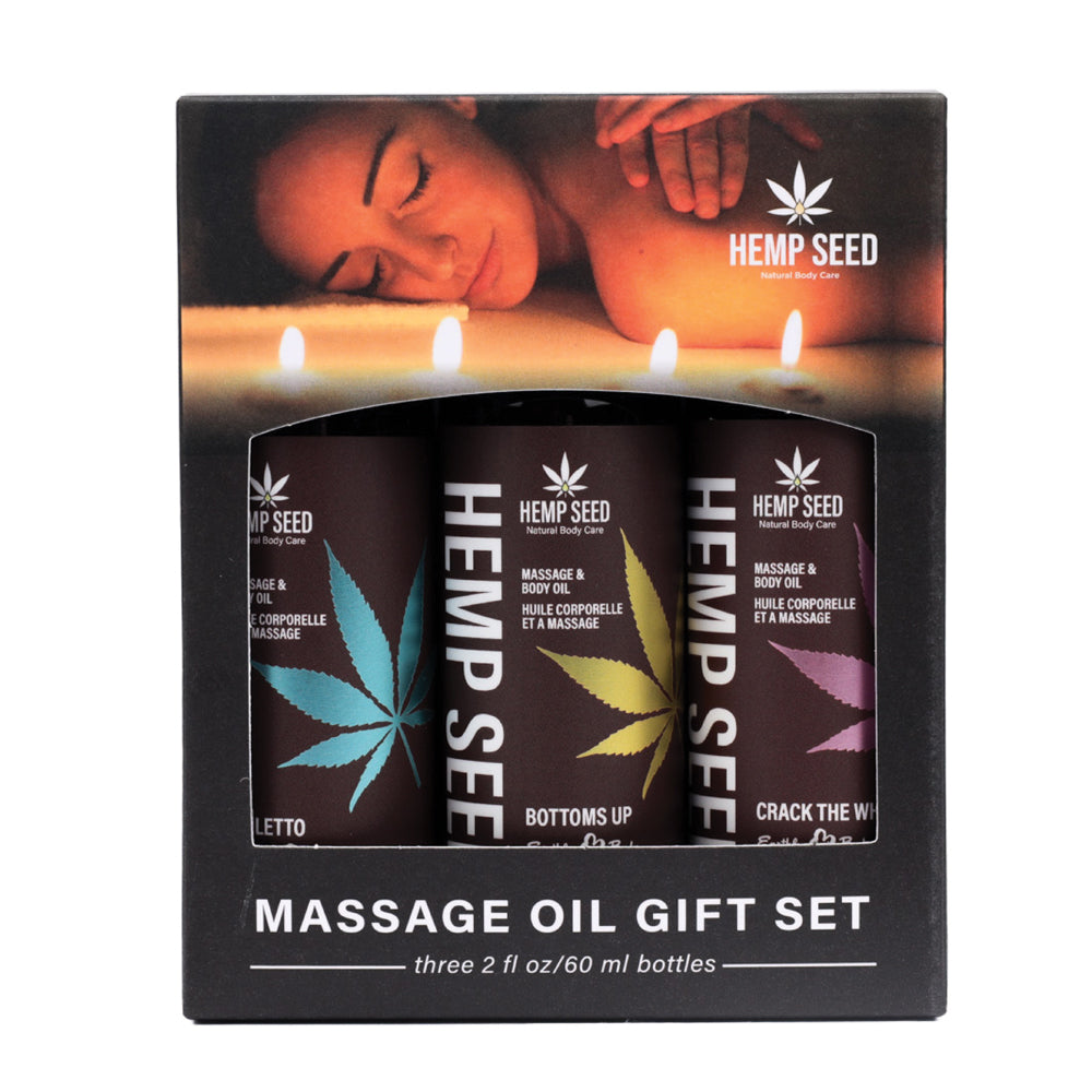 "Hemp Seed Massage Oil Valentine Gift Set - 3 Pack - 2oz Bottles EB-MASGV225"