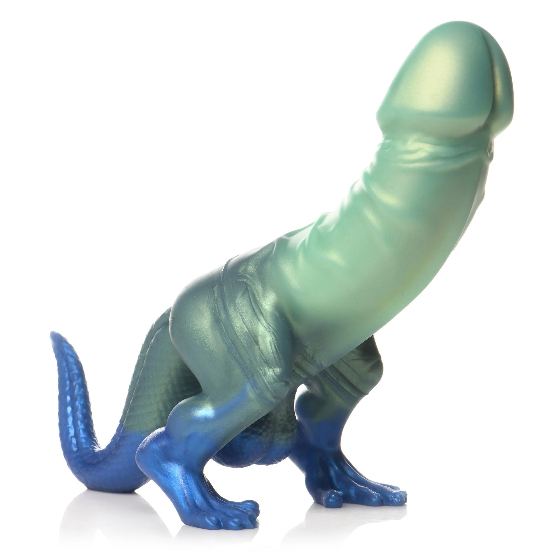 Jurassic Cock Dinosaur Silicone Dildo - Green/blue CC-AH392-GRN