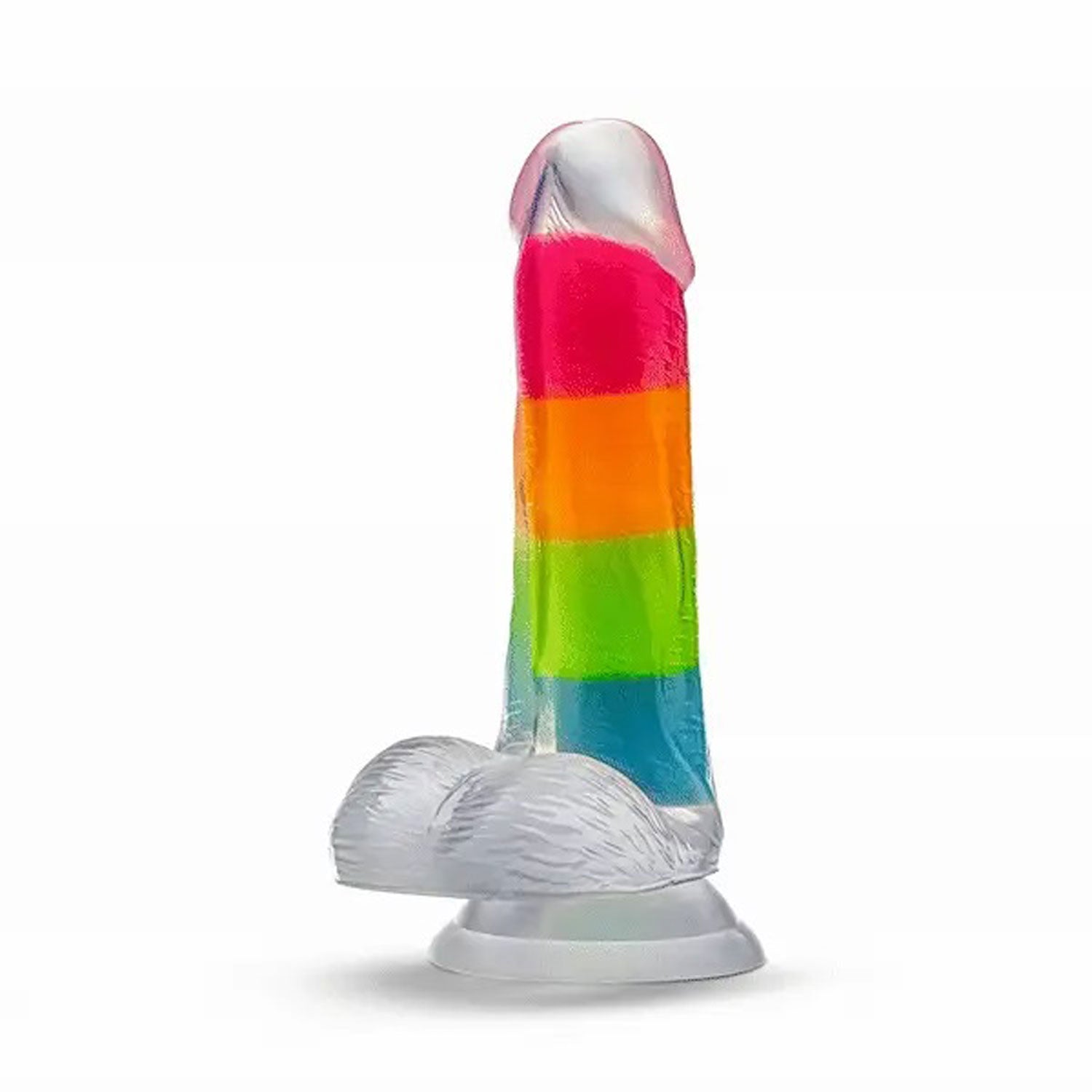 Neo Elite Glow in the Dark Rainbow Rave 6.5 Silicone Dual Density Dildo Multicolored BL-82409