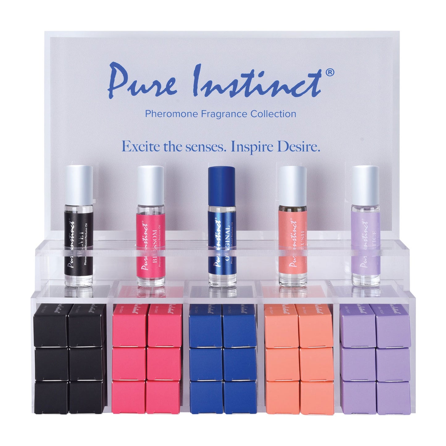 Pure Instinct Pheromone Perfume Oil Roll on 10.2 ml Acrylic Display With Testers and Product 36 Pieces PIN4000-99