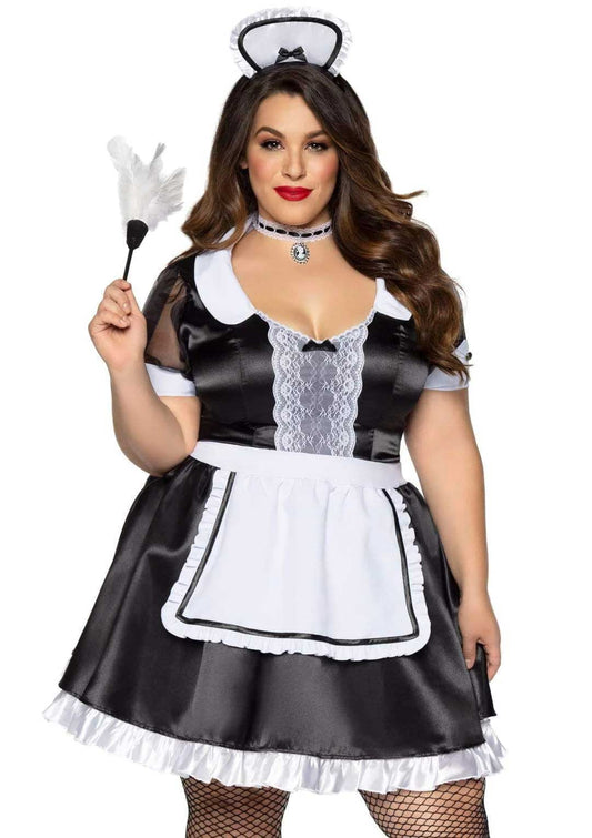 Plus Classic French Maid Costume - 1x/2x - Black / White